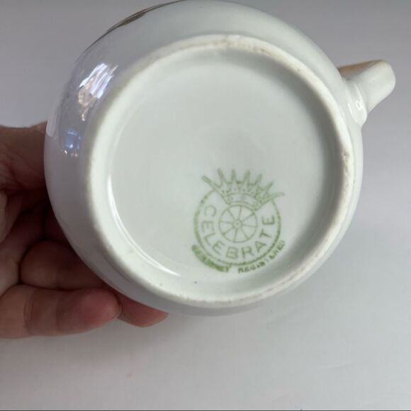 Vintage Registered Celebrate Hand Painted Creamer Bird Apples Pattern 3.5” - Picture 5 of 5